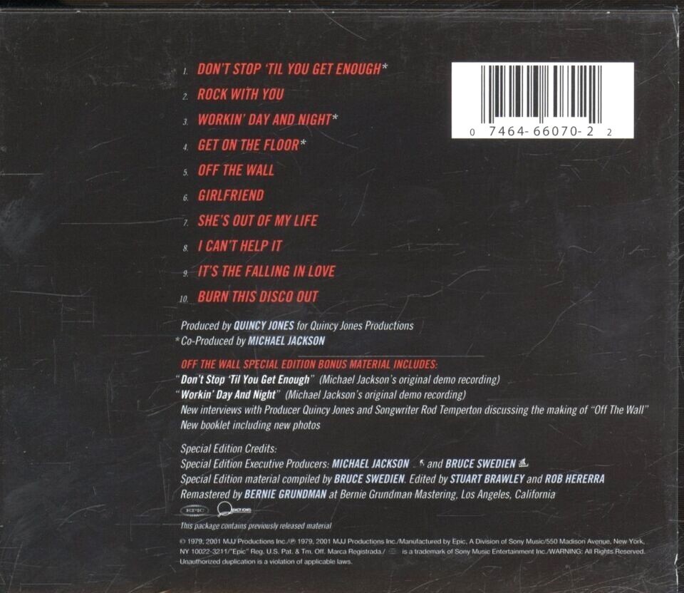 MICHAEL JACKSON - OFF THE WALL - REMASTERED CD + HYPE STICKER - SEALED ...
