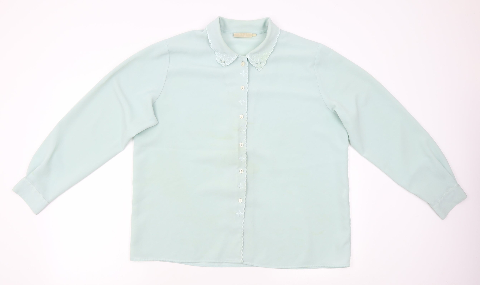 EWM Womens Green Polyester Blend Button-Up Size 18 Collared