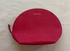 EUC SHISEIDO Red Makeup Half Moon Cosmetic Toiletry Pouch