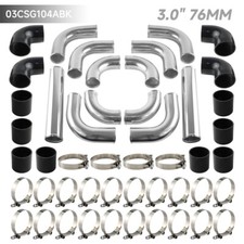 3.0" 76MM Universal 12PCS Turbo Intercooler Pipe+ Silicone Hose Kit Polished