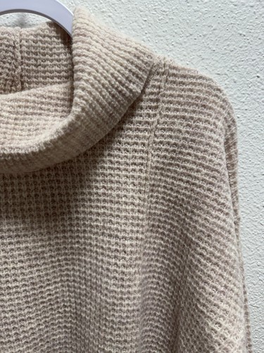Free People maglione lana maglia grossa collo cappuccio polsini beige medio - Foto 4 di 8