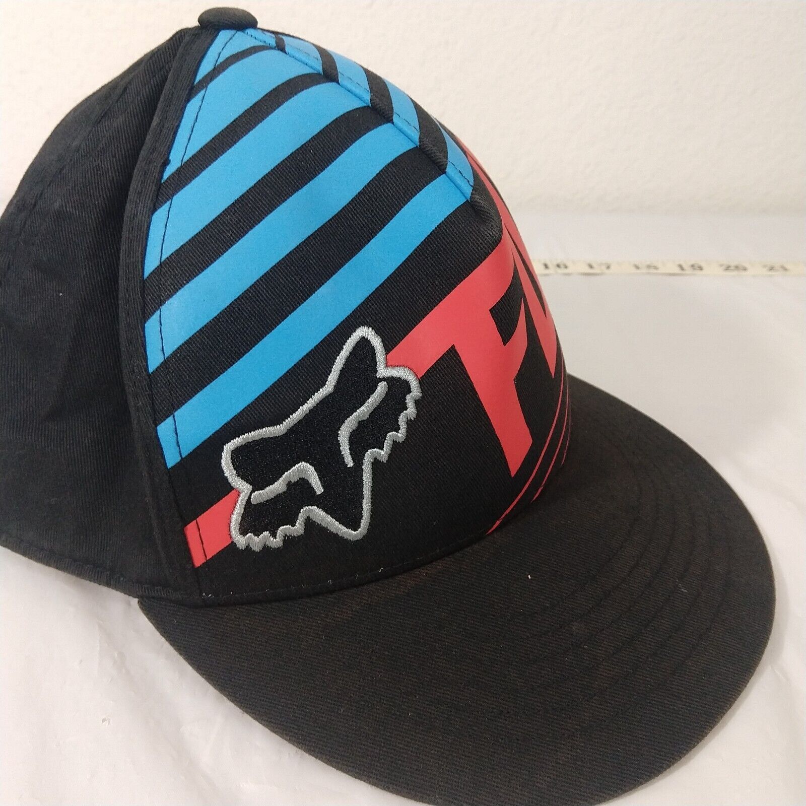 Fox Racing Fox Logo Baseball Cap Hat Striped 210 Fitt… Gem