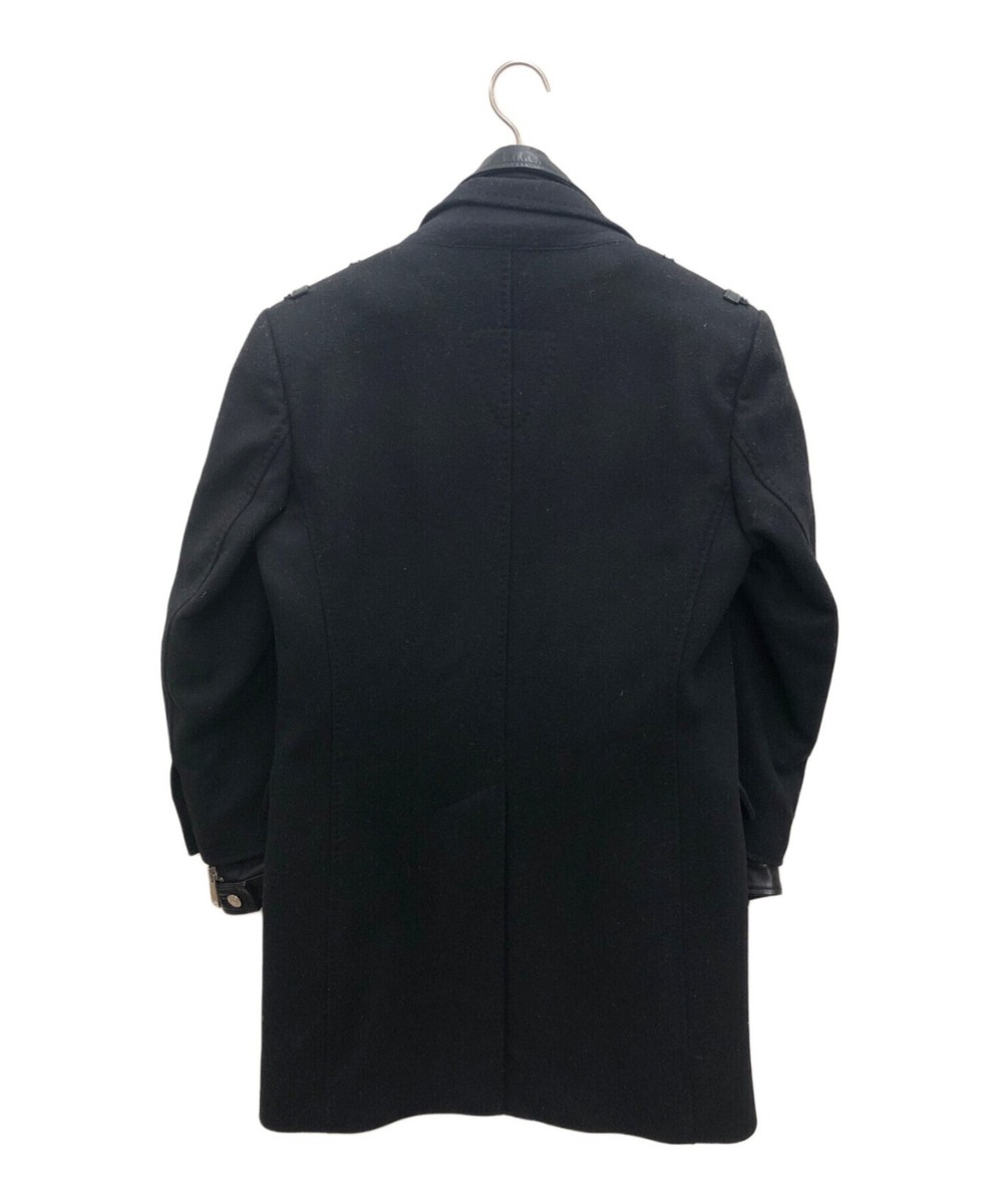 DSQUARED2 Leather switching wool long coat Size: 48 Black Men | eBay