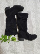 JUSTICE Girls Black Tall Knee High Slouchy Boots Sz 12