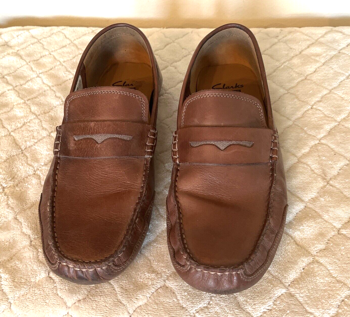 Clarks Mens Ashmont Way Cognac Leather Penny Driving Loafers  display picture 2