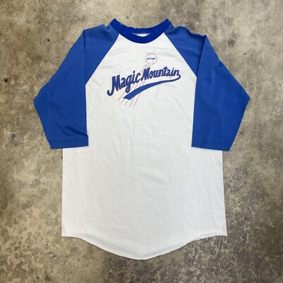 Vintage Six Flags Magic Mountain Raglan Shirt Size XL 80s Dodgers