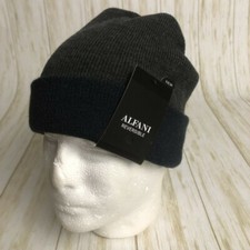 Alfani Mens Reversible Black Grey Knit Beanie Cap Hat OSFA