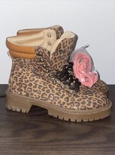 Loft Ann Taylor Chukka Work Boots Pink Diva Brown Strings Leopard  6 ❤️blt11j10