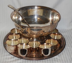 silver plated punch bowl set