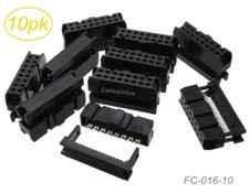 10-Pack 16-Pin 2x8 Female IDC 2.54mm Pitch Connectors for Flat Ribbon Cable