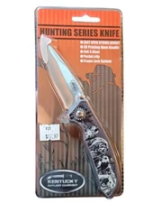 Kentucky Cutlery Company Hunting Series Knife Bear 440 S.Steel Pocket Clip -NIP