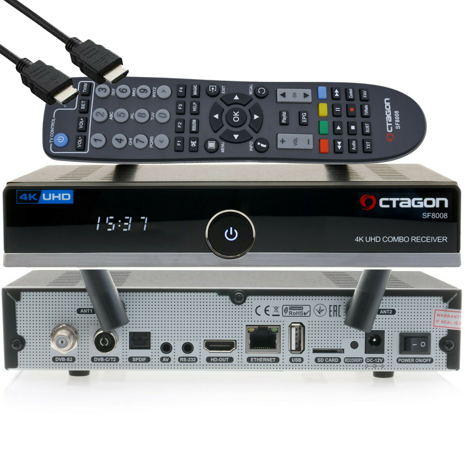 OCTAGON SF8008 Linux 4K Combo Receiver UHD E2 DVB-S2X DVB-CT2 USB WLAN 