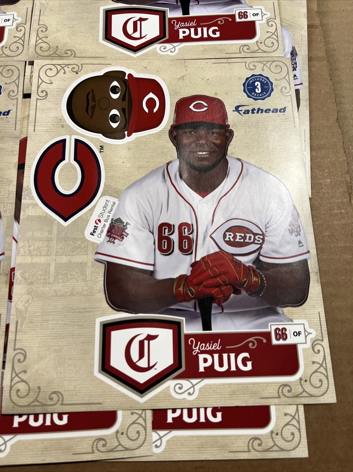 Yasiel Puig #66 FATHEAD Stickers/Decals-3 Decals Per Sheet-11 Sheets Total-Reds - Image 2 of 4