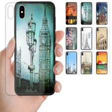 For Huawei Series - City Landmark Print Tempered Glass Back Case Phone Cover #2