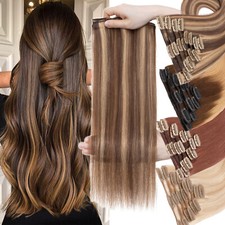CLEARANCE 100 Human Hair Extensions Clip In Real Remy Hair Full Head Balayage