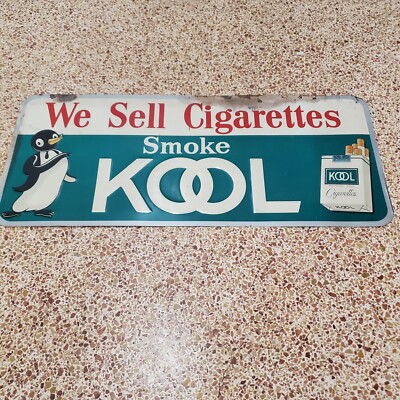 VINTAGE 1960's KOOL LOGO METAL ADVERTISING SIGN Cigarettes
