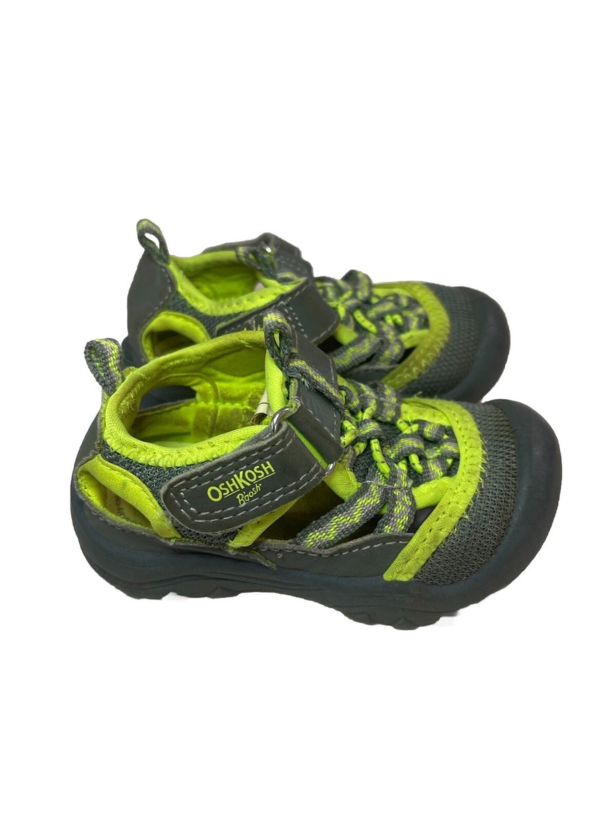 OshKosh B'gosh Little Boys Box Bump Toe Sandals Size Gray Neon Green  Toddler