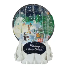 Arctic Animal Christmas Snow Globe Greeting Card 3D Pop Up Holiday Card