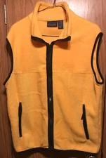 Basic Editions Women's Fleece Vest S/CH Yellow w/Navy Trim NWOT