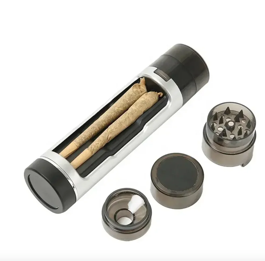 3 In 1 Portable Cigarettes Case with Filling Horn Tube Function BLACK NEW