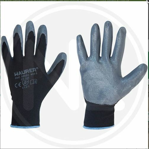 12 PAIA GUANTI LAVORO NITRILE GLOVEX MAURER TG 9 POLSINO PROTEZIONE INFORTUNI