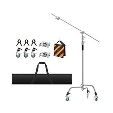Heavy Duty C Stand 11.3ft/345cm Light Stand with 4.2ft/128cm Boom Arm Wheels ...