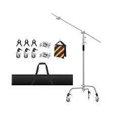 Heavy Duty C Stand 11.3ft/345cm Light Stand with 4.2ft/128cm Boom Arm Wheels ...