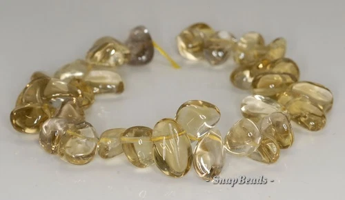 22X9-10X8MM LEMON QUARTZ GEMSTONE GRADE A PEBBLE CHIP LOOSE BEADS 7inch - Foto 1 di 3