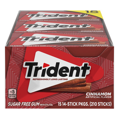 Trident Sugar Free Gum, Cinnamon, 14 Pieces, 15-Count 14 Pieces Per Pack