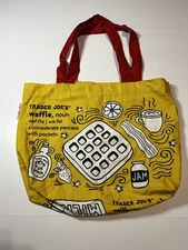 Trader Joe's Waffle Canvas Yellow Shopping Bag 18" x 16" Reusable Tote Grocery