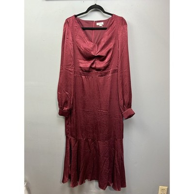 Andree by Unit Dress Womens Medium Burgundy Maroon Satin Elegant Maxi | eBay