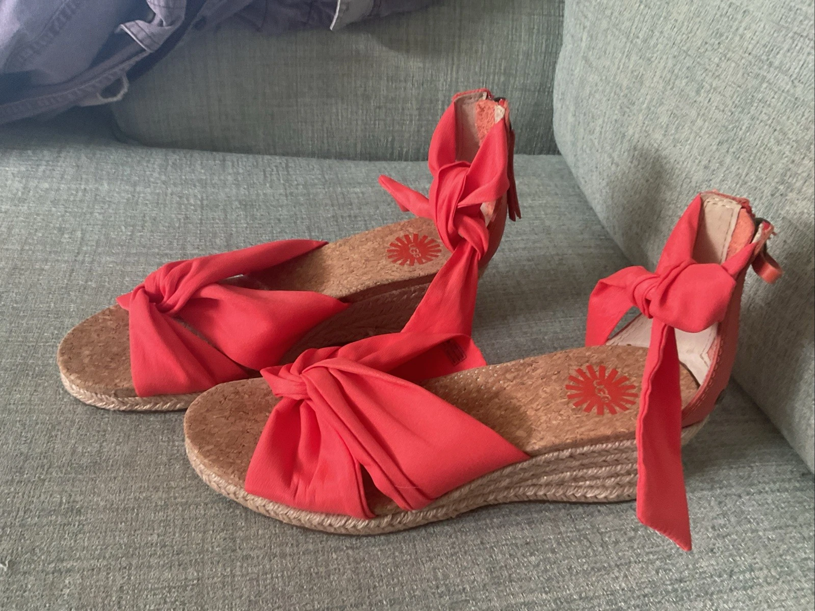 Australia UGG Starla sandali donna pelle satinata arancione 6 espadrillas nuovi