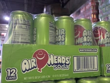 Airheads Watermelon Soda - 12 Pack of 12oz Sleek Cans | Creamy Fruit Soda