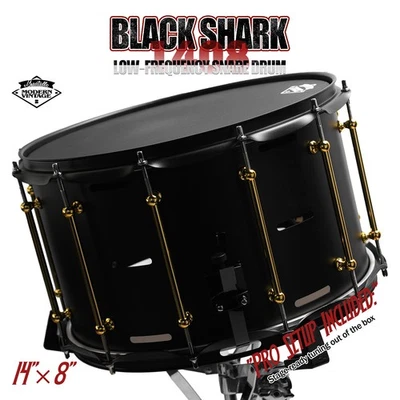 Beatello 14 x 8'' Black Shark Cannon Snare Drum Low-Pitched Bronze Carbon Steel