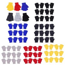 6 Pair Half Finger Gloves Winter Stretchy Knit Fingerless Typing Driving Mittens