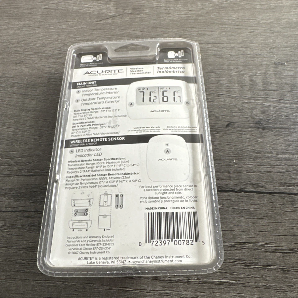 AcuRite  00782W Wireless Indoor/Outdoor Thermometer,Temperature White J42 - Image 4 of 4