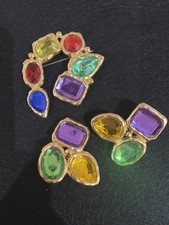 Art Deco Vintage Brooch And Earrings 1970 s
