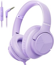 Headphones Wired with Microphone, Over Ear Foldable 3.5mm Plug in Purple