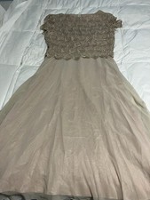 VTG After dark Evening Gown/Bridesmaid Dress In Beige With Peach Size 11-12