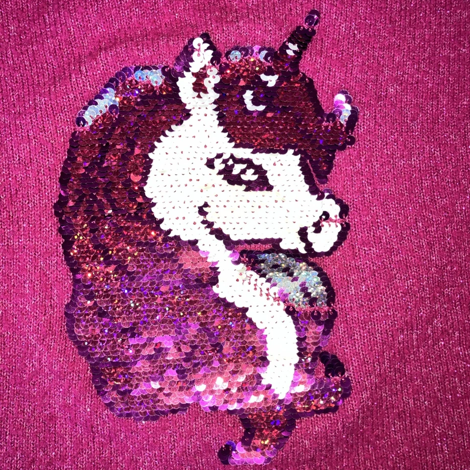 The Children’s Place Girls Sweater Pink Flip Sequin Unicorn Size 14 - Image 3 of 4