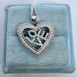 Authentic 2Ct Real Moissanite Women's Heart Love Charm Pendant 14K White Gold Plated