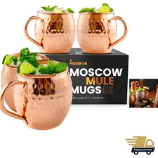 Moscow Mule Mugs - Set of 4-100% Pure Copper Mugs Large 16 oz - Food Safe -  ...