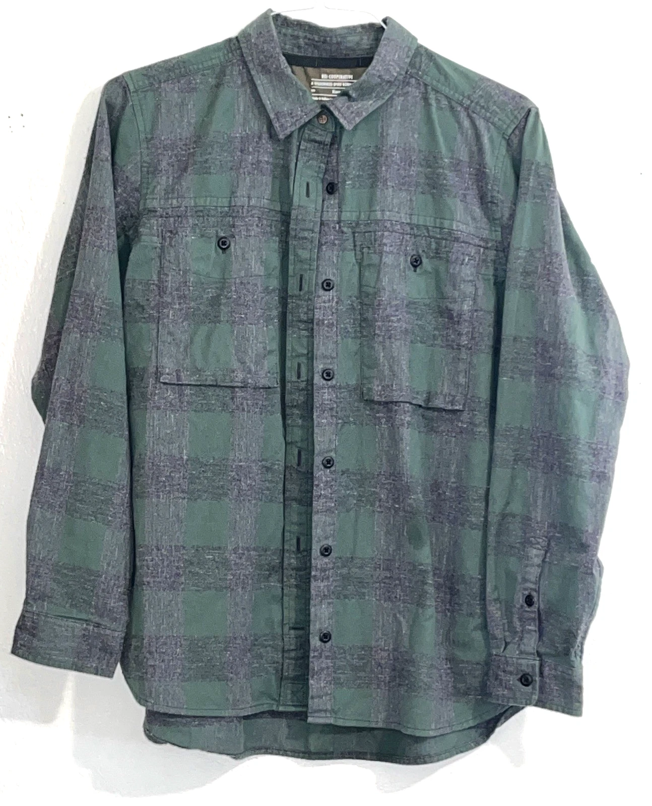 Rei Co-op Shirt Men's XL Gray Green Check Long Slv Outdoor Hiking