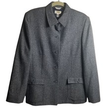 Talbots Women's Navy Tweed Professional Career Wool Silk Blend Blazer Sz 14