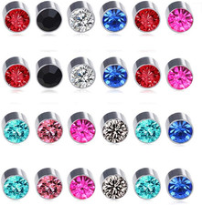 12 Pairs Magnetic Earrings Set Crystal Clip on Non Piercing Fake Stud Earrings
