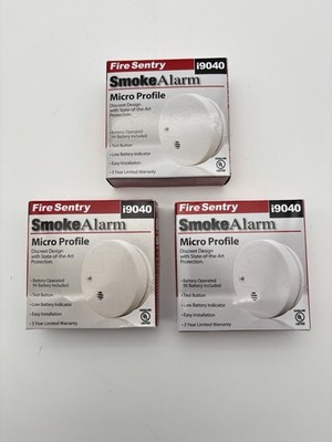 New Lot Of 3 Fire Sentry i9040 Smoke Alarms Micro Profile W 9V Battery Included