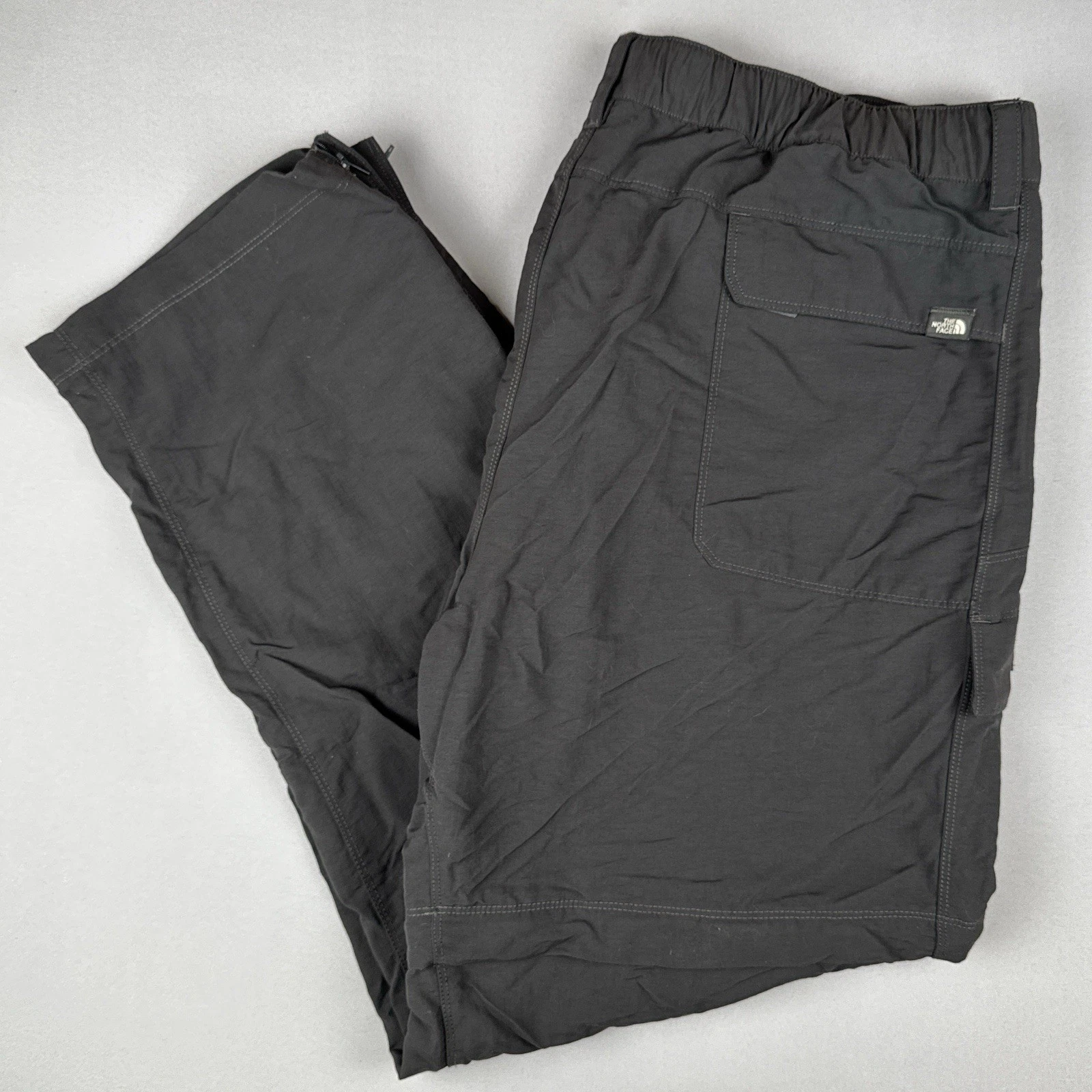 The North Face Nylon Pants Convertible Cargo Mens XXL Dark Gray Belted Hiking