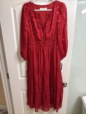 Taylor Tiered Maxi Sheer Red Woman’s Dress Size 4 NWT!!!