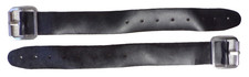 2 BLACK LEATHER KILT 14" STRAP EXTENDERS WITH METAL CHROME PLATED BELT BUCKLES