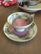 Del Mar Hand Painted Cup And  Saucer - 24K Gold Trim JAPAN